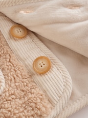 Caramel Borg Hooded Fleece Lined Baby Jacket - Image 4 of 6