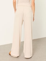 FatFace Lola Oatmeal Pointelle Wide Leg Trousers - Image 2 of 6