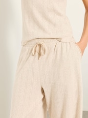 FatFace Lola Oatmeal Pointelle Wide Leg Trousers - Image 5 of 6