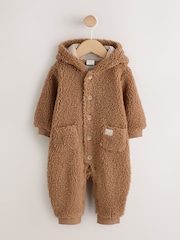Brown Borg Hooded Baby Pramsuit - Image 1 of 7