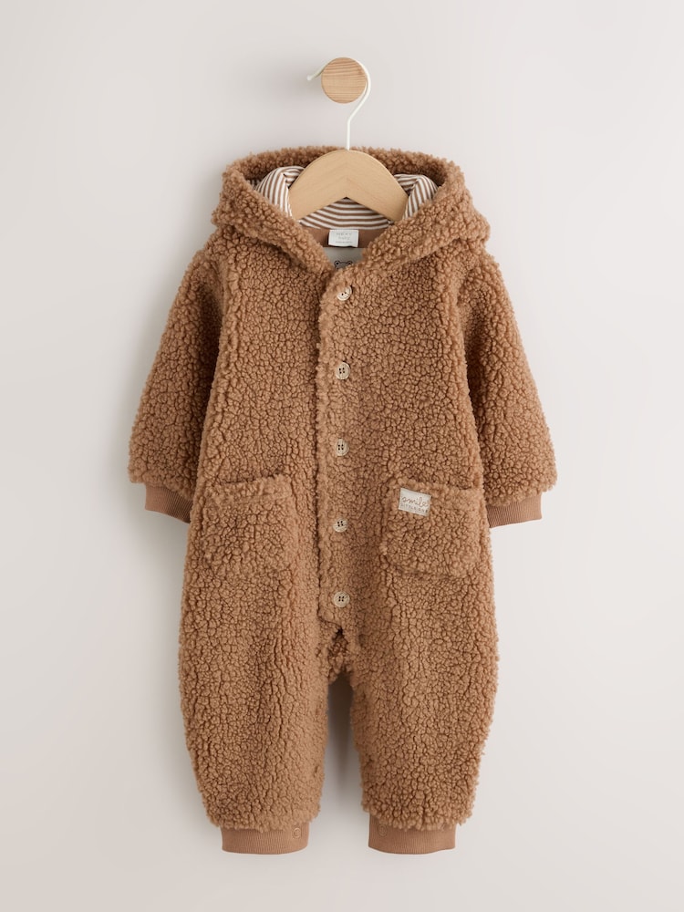 Brown Borg Hooded Baby Pramsuit - Image 1 of 7