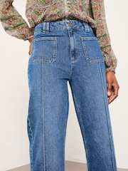 FatFace Blue Denim Patch Pocket Blue Denim Flare Jeans - Image 4 of 6