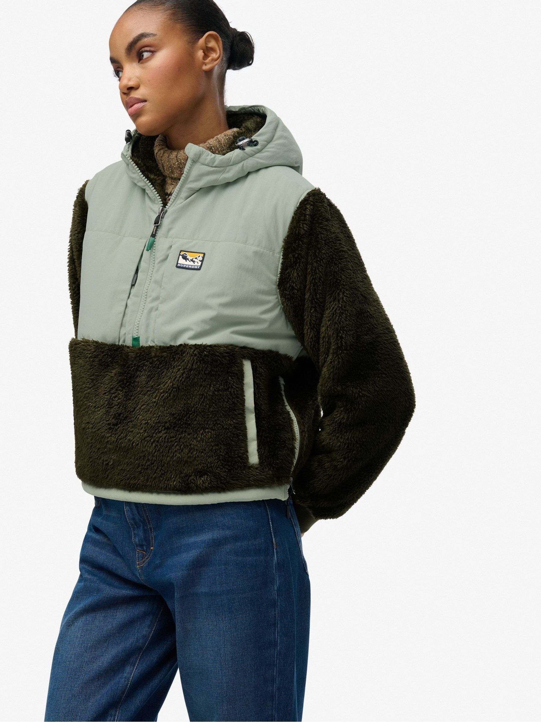 Buy Superdry Green Supersoft Hybrid Half Zip Jacket from Next Mexico