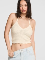 Victoria's Secret Pink Winter White Crochet Halter Top - Image 1 of 2