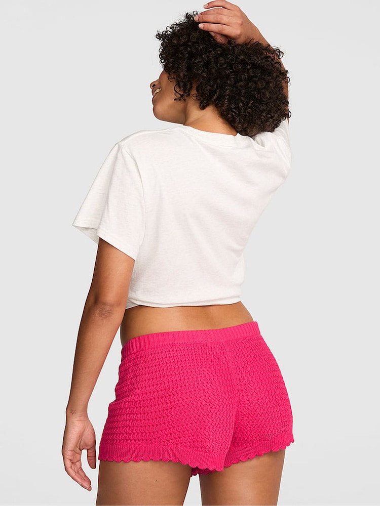Victoria's Secret Pink Candy Pink Crochet Shorts - Image 2 of 2 Victoria's Secret Pink Candy Pink Crochet Shorts - Image 2 of 2
