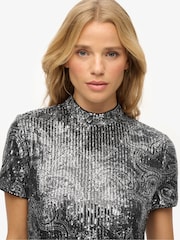 Superdry Black Sequin Mini T-Shirt Dress - Image 4 of 7