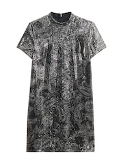 Superdry Black Sequin Mini T-Shirt Dress - Image 6 of 7