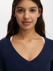 Cotton On Blue Ultra Soft Plunge Front Long Sleeve Top - Image 3 of 4