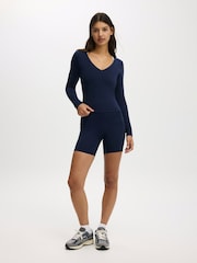 Cotton On Blue Ultra Soft Plunge Front Long Sleeve Top - Image 4 of 4