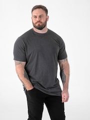 אפור - 555D חולצת טי מסיב כותנה סרוק בבד פרימיום עבה עם צווארון עגול, דגם Flyers - תמונה 4 מתוך 6