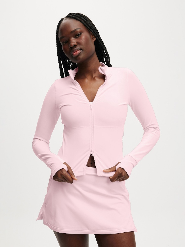 Cotton On Pink Active Core Zip Through Long Sleeve Jacket - Image 1 of 3 Cotton On Pink Active Core Zip Through Long Sleeve Jacket - Image 1 of 3