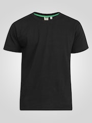 שחור - 555D חולצת טי מסיב כותנה סרוק בבד פרימיום עבה עם צווארון עגול, דגם Flyers - תמונה 4 מתוך 5