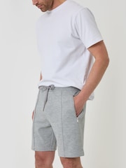 Gris - Threadbare Pique Pleated Sweat Shorts - Imagen 1 de 4