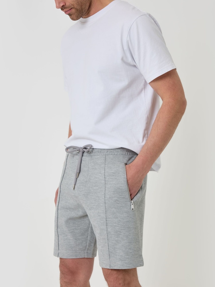 Gris - Threadbare Pique Pleated Sweat Shorts - Imagen 1 de 4