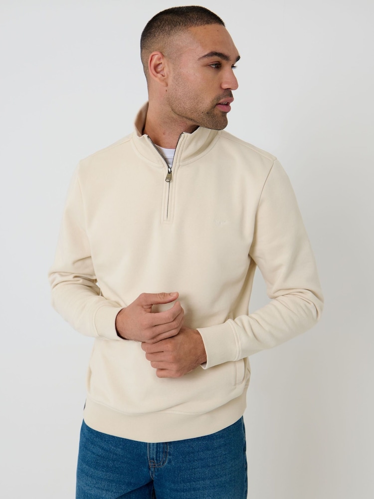 بيج - سويت شيرت بربع سحاب عند الرقبة من Threadbare - Image 1 of 4 بيج - سويت شيرت بربع سحاب عند الرقبة من Threadbare - Image 1 of 4