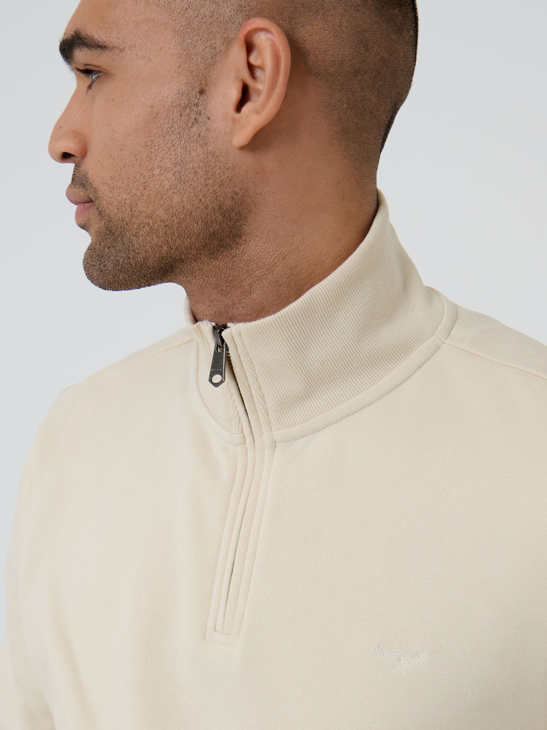 Buy Threadbare Beige Quarter Zip Neck Sweatshirt from the Next UK