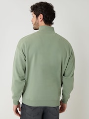 Threadbare Green Relaxed Fit Half Zip Sweatshirt - Image 2 of 5