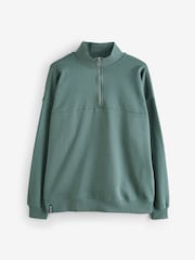 Threadbare Green Relaxed Fit Half Zip Sweatshirt - Image 5 of 5