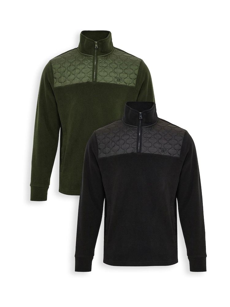 Threadbare Black Onion Quilted Quarter Zip Fleeces 2 Pack - Image 1 of 5