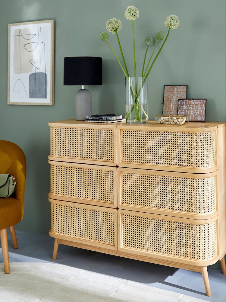La Redoute Intérieurs Natural Laora Cane Chest of 6 Drawers - Image 1 of 6