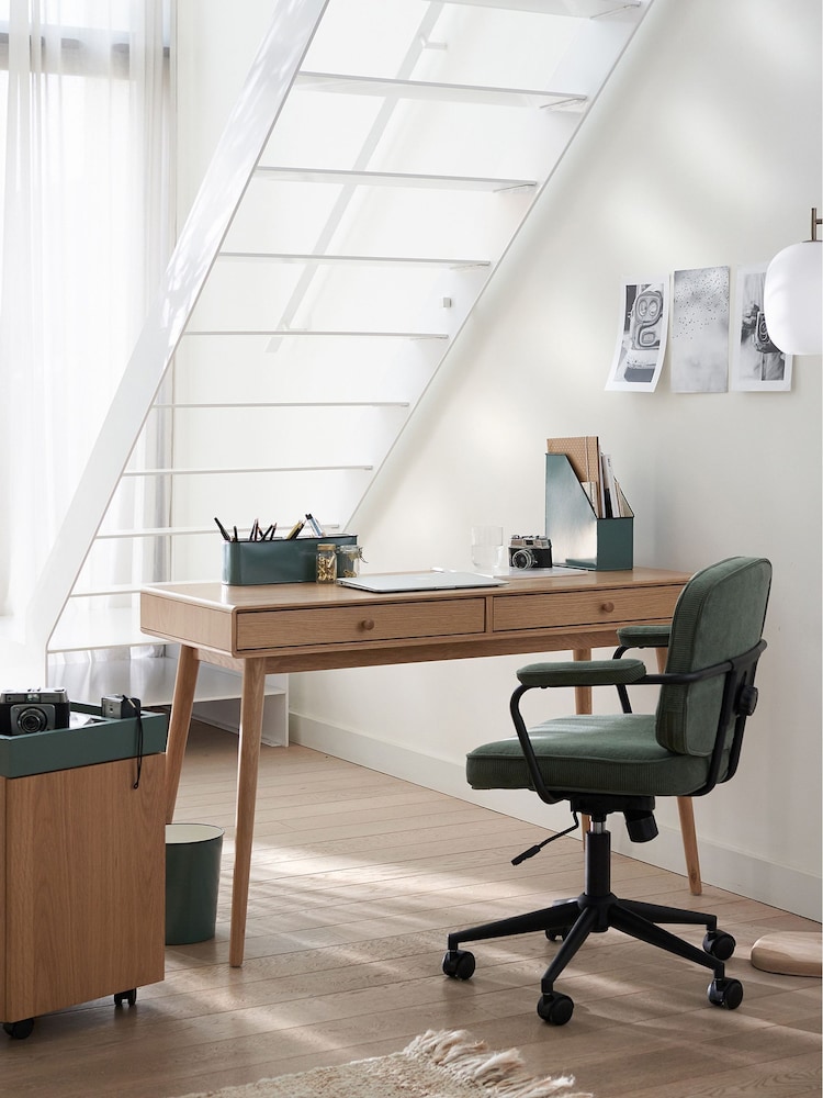 La Redoute Intérieurs Oak Lina Office Desk 1-Door Cupboard Unit - Image 1 of 6