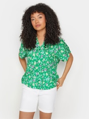 M&Co Green Ditsy Floral Print Button Through Shirt - Image 1 of 5