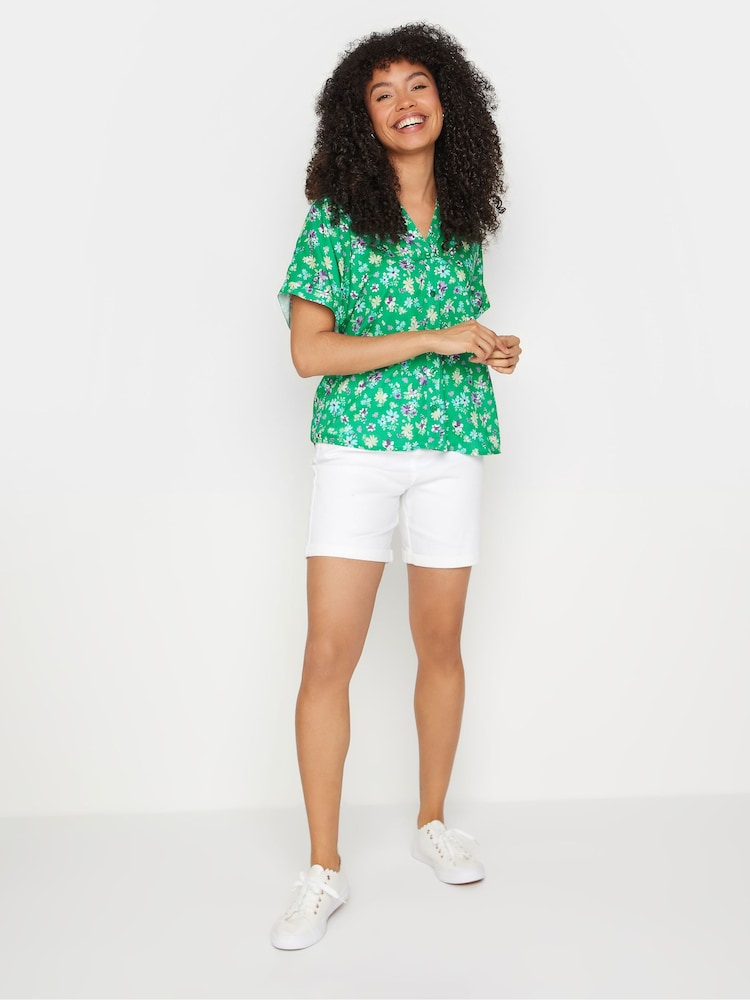 M&Co Green Ditsy Floral Print Button Through Shirt - Image 2 of 5