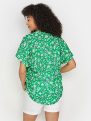 M&Co Green Ditsy Floral Print Button Through Shirt - Image 3 of 5