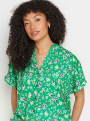 M&Co Green Ditsy Floral Print Button Through Shirt - Image 4 of 5
