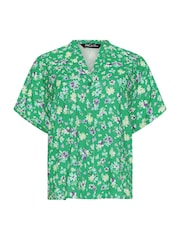 M&Co Green Ditsy Floral Print Button Through Shirt - Image 5 of 5