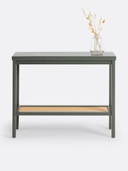 La Redoute Intérieurs Dark Khaki Gabin Solid Pine & Cane Double Level Console Table - Image 6 of 6