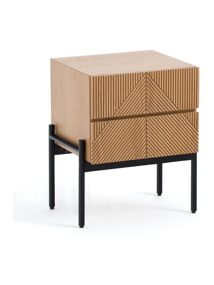 La Redoute Intérieurs Light Oak Lodge Bedside Table with 2 Drawers - Image 1 of 5 La Redoute Intérieurs Light Oak Lodge Bedside Table with 2 Drawers - Image 1 of 5