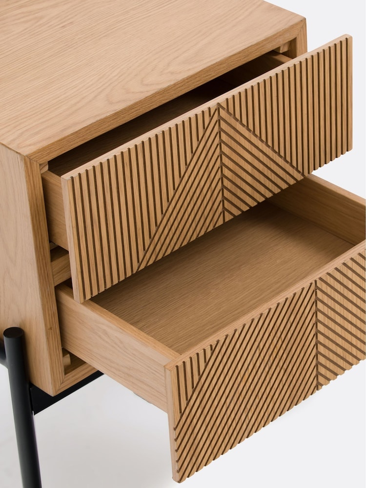 La Redoute Intérieurs Light Oak Lodge Bedside Table with 2 Drawers - Image 2 of 5 La Redoute Intérieurs Light Oak Lodge Bedside Table with 2 Drawers - Image 2 of 5