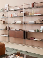 La Redoute Intérieurs Walnut Giorgio Chrome Plated Steel Shelf with Storage Unit - Image 1 of 6