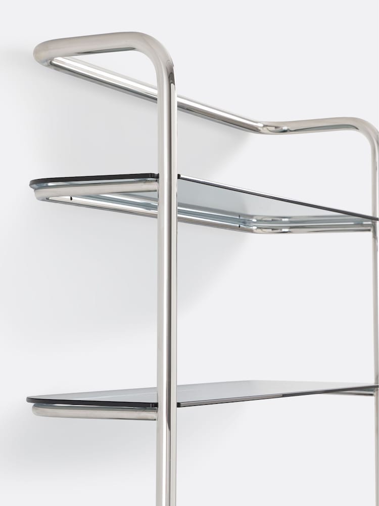 La Redoute Intérieurs Walnut Giorgio Chrome Plated Steel Shelf with Storage Unit - Image 2 of 6 La Redoute Intérieurs Walnut Giorgio Chrome Plated Steel Shelf with Storage Unit - Image 2 of 6