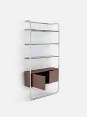 La Redoute Intérieurs Walnut Giorgio Chrome Plated Steel Shelf with Storage Unit - Image 6 of 6