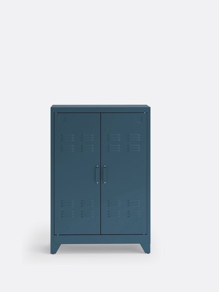La Redoute Intérieurs Blue Hiba Industrial Low Metal Cabinet - Image 1 of 5
