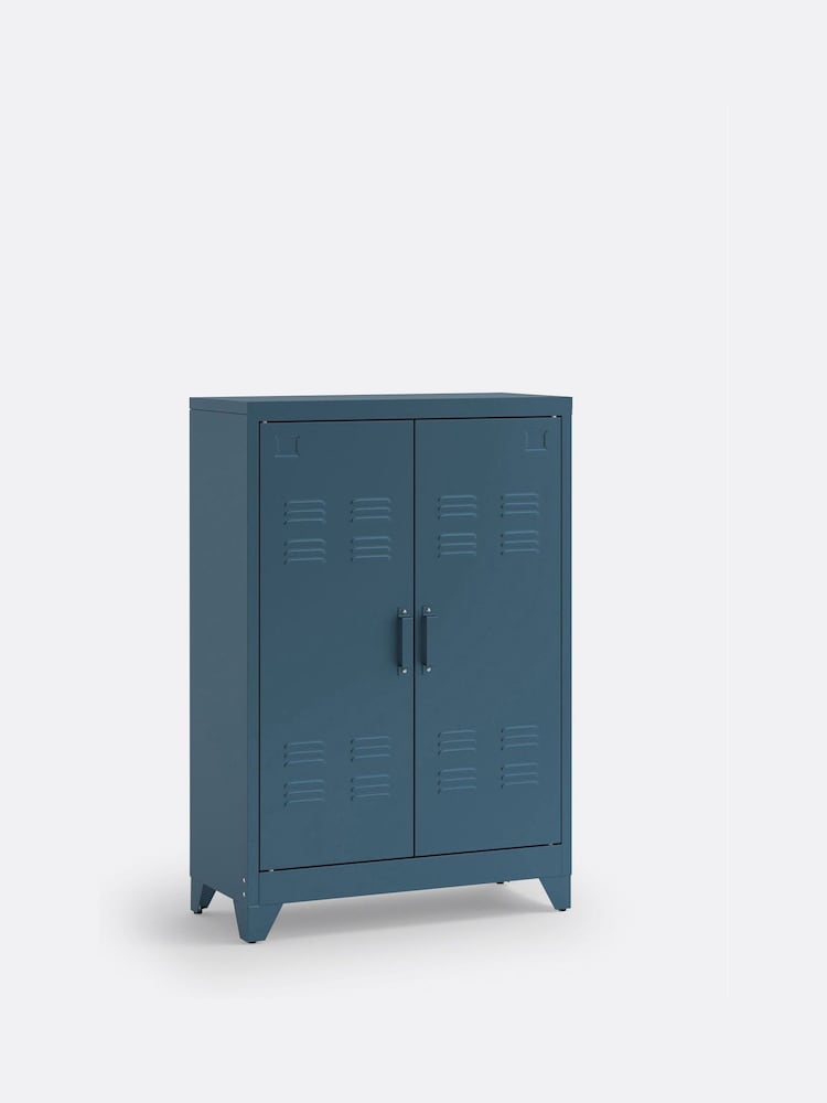 La Redoute Intérieurs Blue Hiba Industrial Low Metal Cabinet - Image 2 of 5