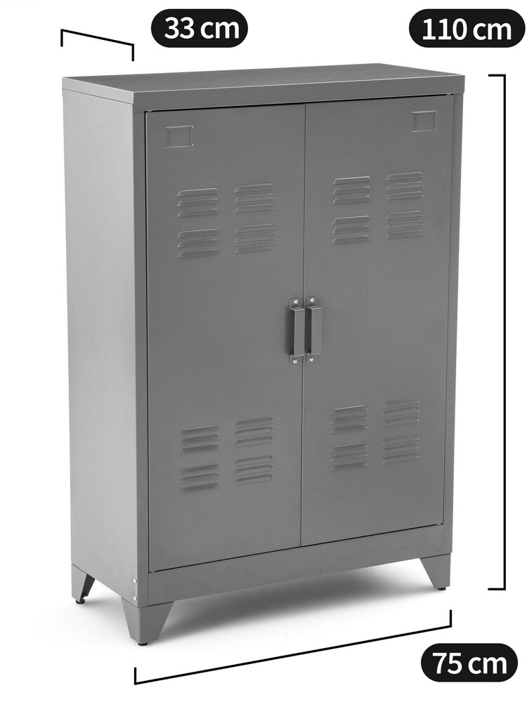 La Redoute Intérieurs Blue Hiba Industrial Low Metal Cabinet - Image 5 of 5