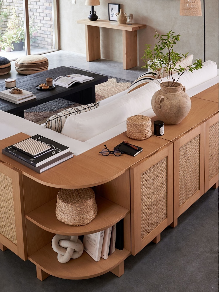 La Redoute Intérieurs Oak Arty Oak & Cane Behind Sofa Storage - Image 1 of 6
