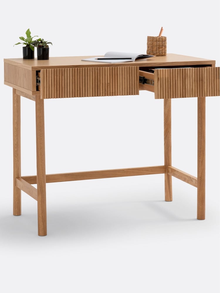 La Redoute Intérieurs Oak Bilbao 2 Drawer Desk - Image 6 of 6