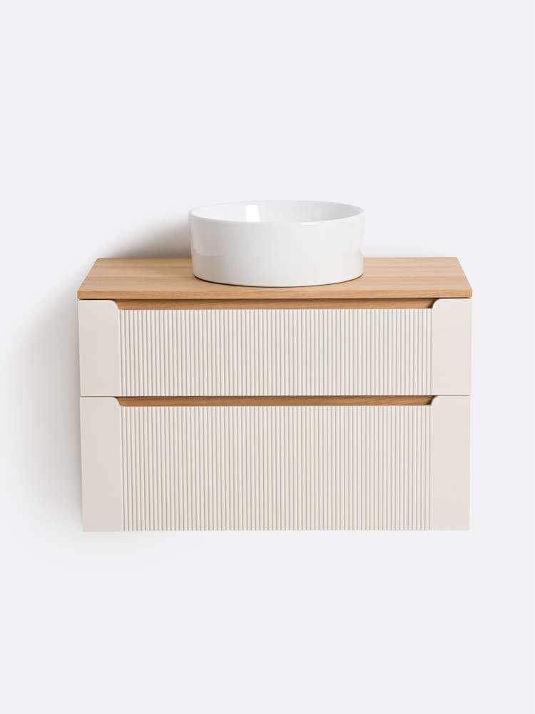 La Redoute Intérieurs Egg Shell Naida Suspended Bathroom Vanity Unit with 2 Drawer - Image 2 of 5