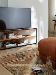 La Redoute Intérieurs Oak Hiba Industrial Solid and Steel Corner TV Unit - Image 1 of 5