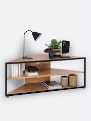 La Redoute Intérieurs Oak Hiba Industrial Solid and Steel Corner TV Unit - Image 2 of 5