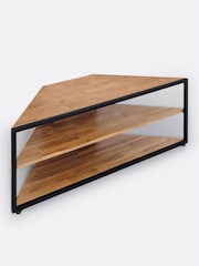 La Redoute Intérieurs Oak Hiba Industrial Solid and Steel Corner TV Unit - Image 4 of 5