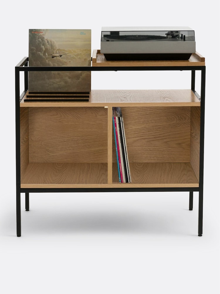 La Redoute Intérieurs Oak Volga L87cm Metal Record Player Unit - Image 2 of 5