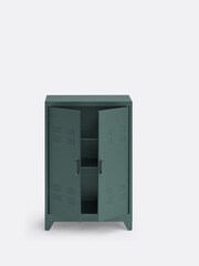 La Redoute Intérieurs Green Eucalyptus Hiba Industrial Low Metal Cabinet - Image 4 of 6