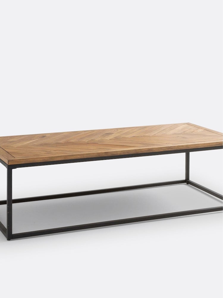 La Redoute Intérieurs Pine Nottingham Parquet Pine & Metal Coffee Table - Image 1 of 4
