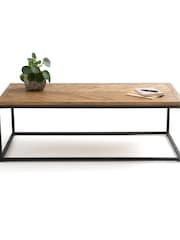 La Redoute Intérieurs Pine Nottingham Parquet Pine & Metal Coffee Table - Image 2 of 4