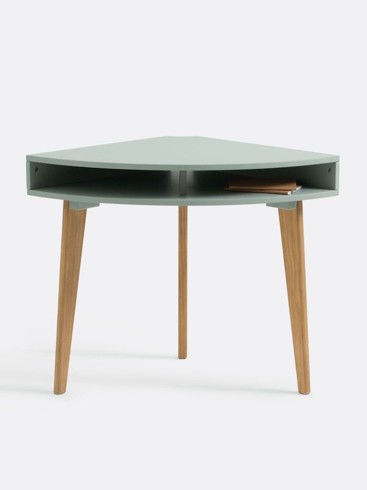 La Redoute Intérieurs Light Khaki Wood Grimsby Pine Corner Console Desk - Image 2 of 4